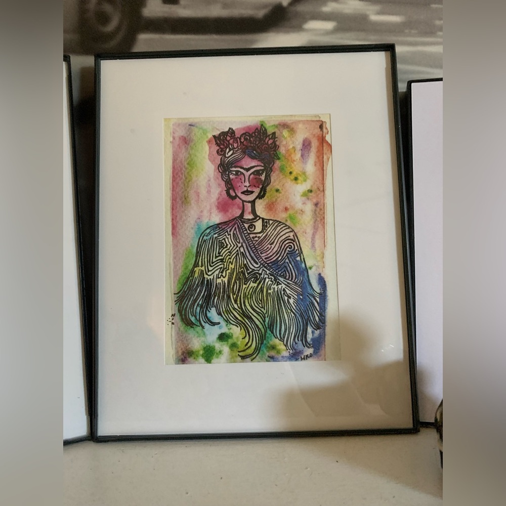 Watercolor Frida Print on watercolor paper. Each print is unique